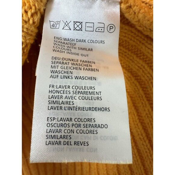 GANT Mustard Yellow Cable Knit High Neck Sweater Size Small 100% Cotton - Picture 8 of 9